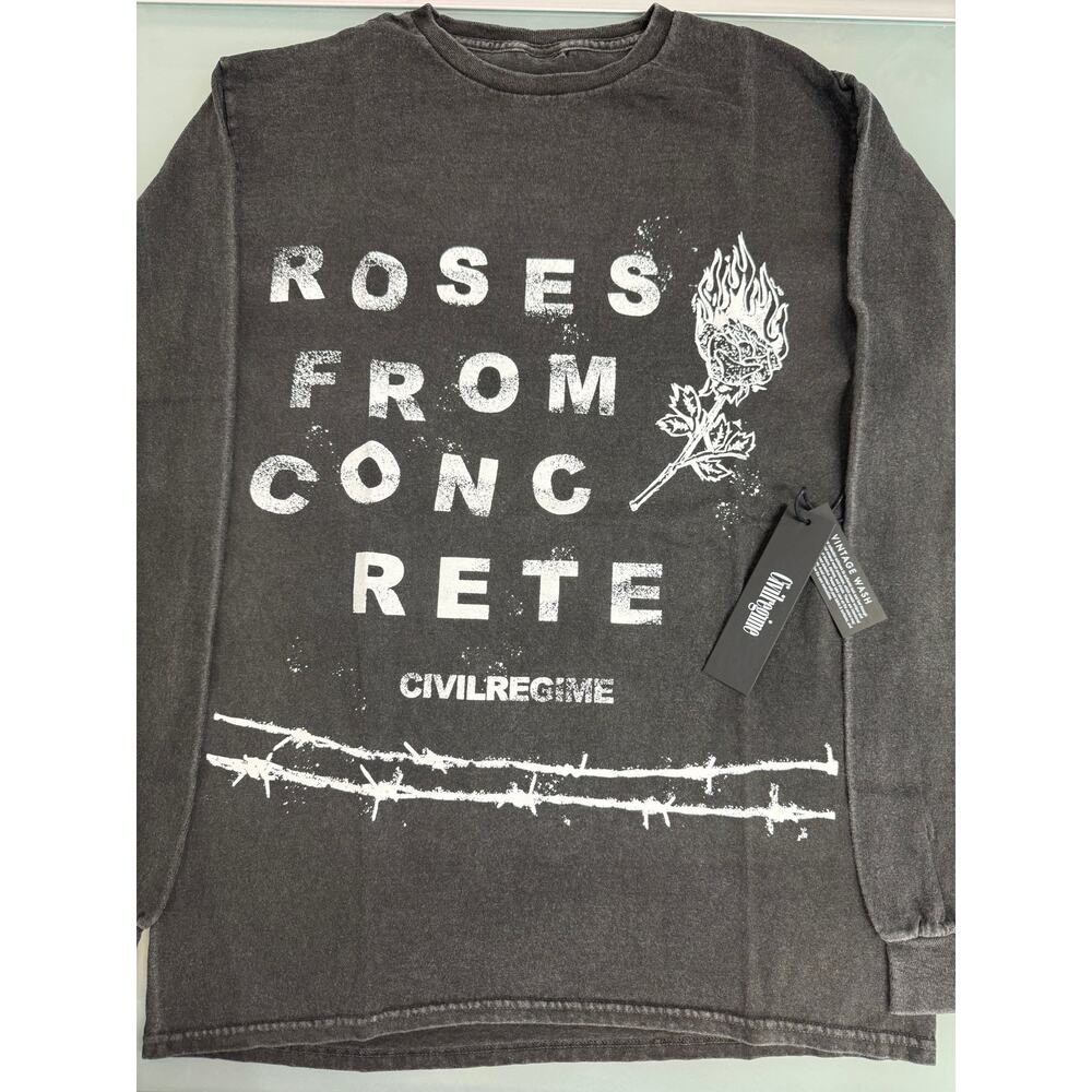 Civil Regime Concrete Roses Classic Long Sleeve Tee (Sm)